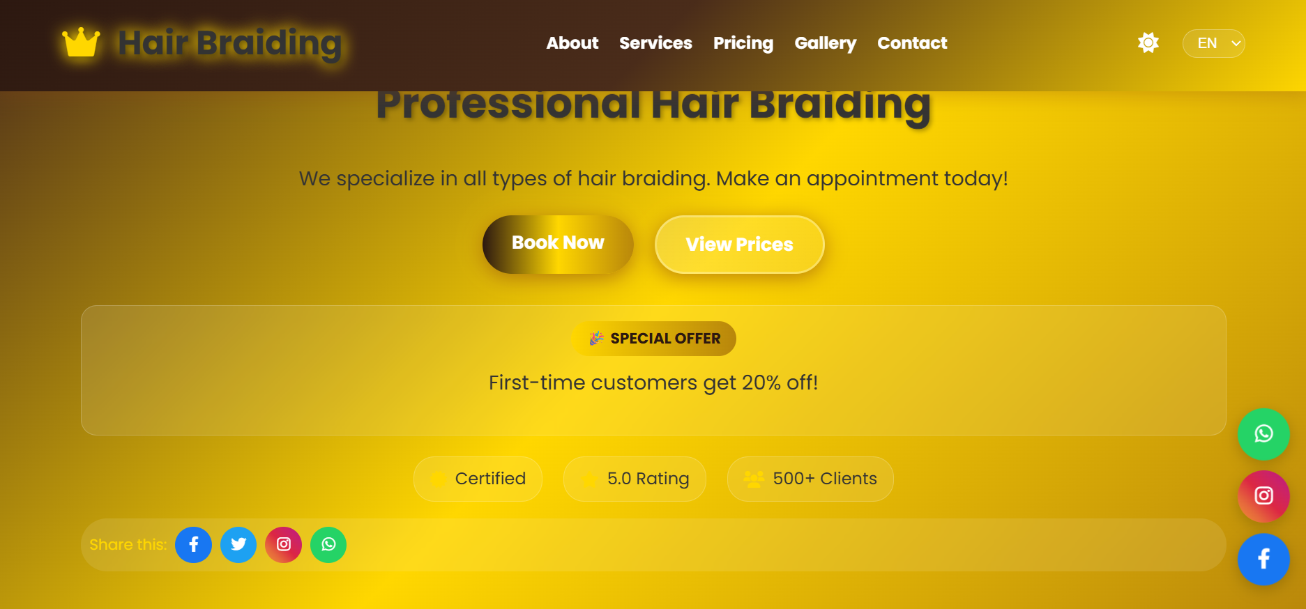 Columbia Hair Salon Website – Modern hair salon web design, mobile responsive, SEO for salons